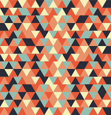 Wall Art - Mixed Media - Triangular Geometric Pattern - Warm Colors 09 by Studio Grafiikka