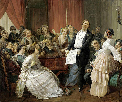 Triumph of a Tenor at a Musical Matinee Print by Francois-Auguste Biard