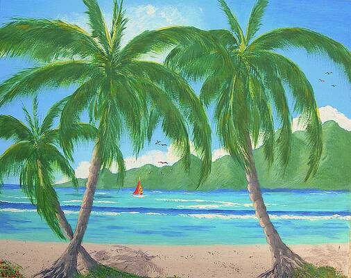 Ocean Sunset a la Bob Ross Painting by Carrie Waterman - Fine Art America