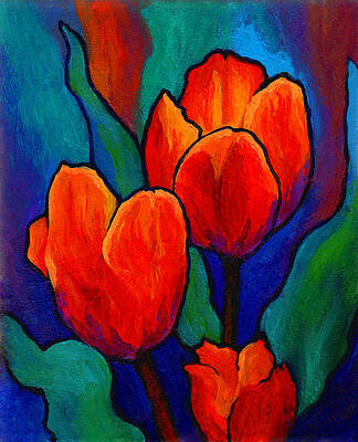 Flower Painting - Tulip Trio by Marion Rose