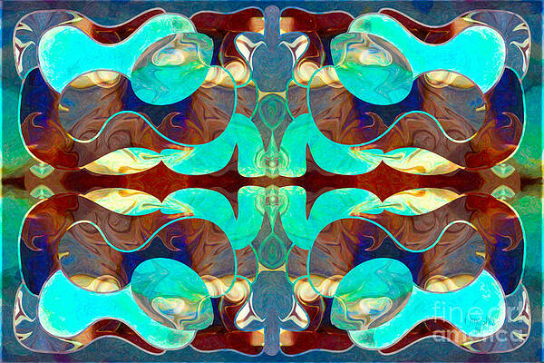 Wall Art - Digital Art - Turquoise Transitions Abstract Macro Transformations by Omashte by Omaste Witkowski
