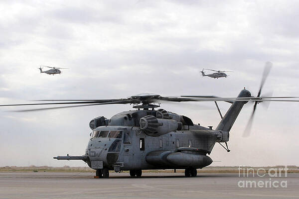 Wall Art - Photograph - Two Ch-53e Super Stallion Helicopters by Stocktrek Images