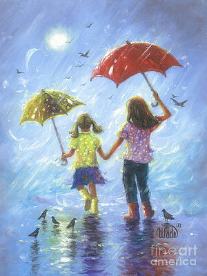 Girl In Rain Paintings Fine Art America