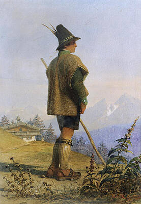 Tyrolese shepherd. Print by Carl Haag
