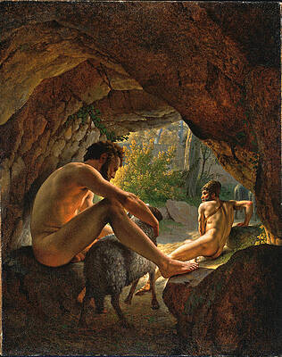 Ulysses Fleeing The Cave Of Polyphemus Print by Christoffer Wilhelm Eckersberg