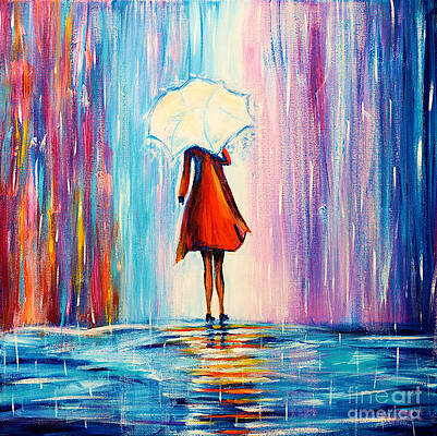 Girl In Rain Paintings Page 2 Of 3 Fine Art America
