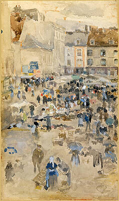 Variations in Violet and Grey-Market Place. Dieppe Print by James Abbott McNeill Whistler