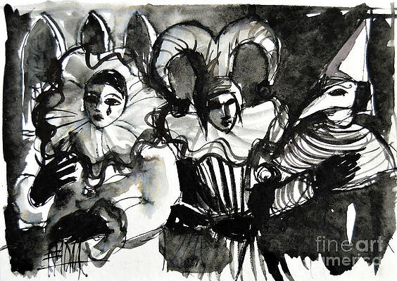 Watercolor Clown Paintings Fine Art America