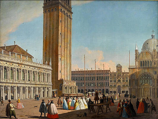 Venice the piazzetta looking north-west towards the campanile Print by Johann Richter