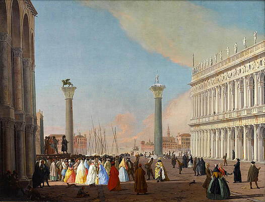 Venice the piazzetta looking south from the basilica di san Marco Print by Johann Richter