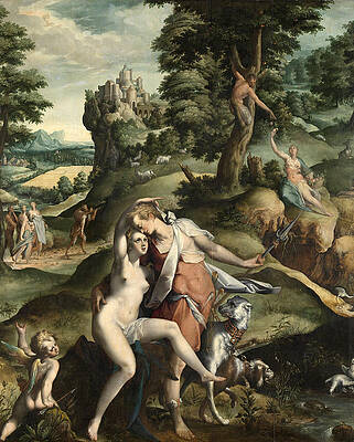 Venus and Adonis 2 Print by Bartholomeus Spranger