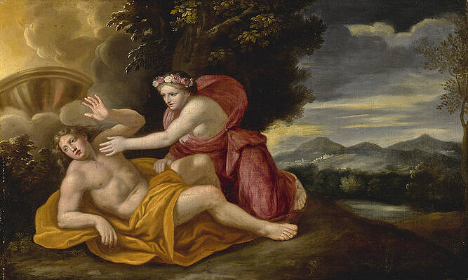 Venus and Adonis Print by Attributed to Nicolas Colombel