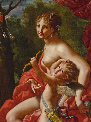 Venus and Cupid Print by Elisabetta Sirani