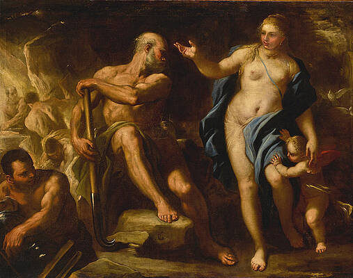 Venus at Vulcan's Forge Print by Luca Giordano