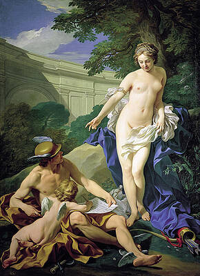 Wall decor. Eros and Venus by Marie Lemoine in Baroque/Rococo frame 