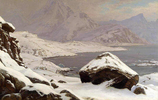 View Across a Lake in Greenland Print by Carl Rasmussen