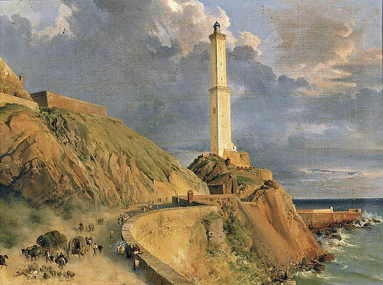 View of a Lighthouse near Naples Print by Lancelot-Theodore Turpin de Crisse