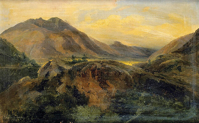 View of Bagneres De Luchon. Pyrenees Print by Jules Coignet