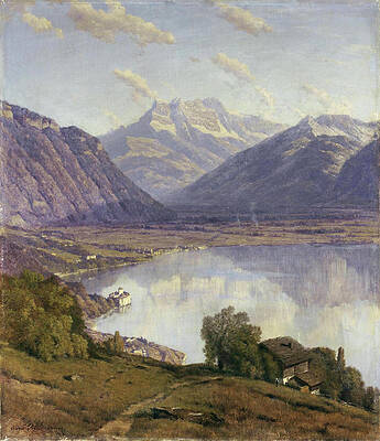 View of Glyon Print by Alfred Chavannes