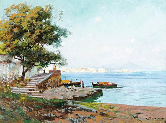 View of the Bay of Naples Print by Carlo Brancaccio