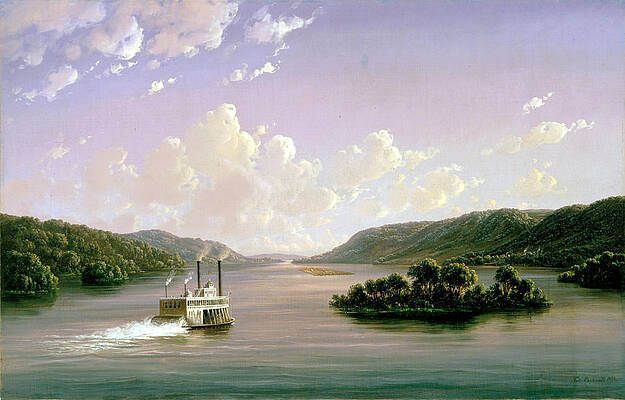 View On The Mississippi Fifty-seven Miles Below St Anthony Falls. Minneapolis Print by Ferdinand Richardt
