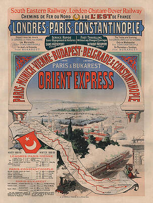  The Orient Express Railway Train Painting Steam Locomotive  Vintage Artwork Framed Wall Art Print A4: Posters & Prints