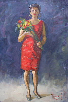 Wall Art - Painting - Viola in Red by Ylli Haruni