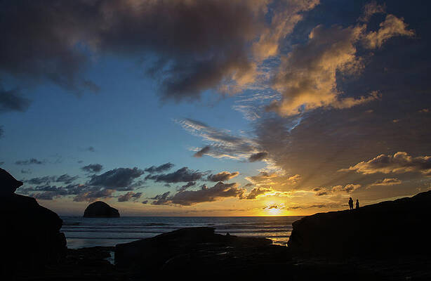 Watching the sunset at Trebarwith Strand by Pete Hemington Watching the sunset at Trebarwith Strand by Pete Hemington