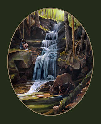 Wall Art - Painting - Waterfall In The White Mountains by Nancy Griswold