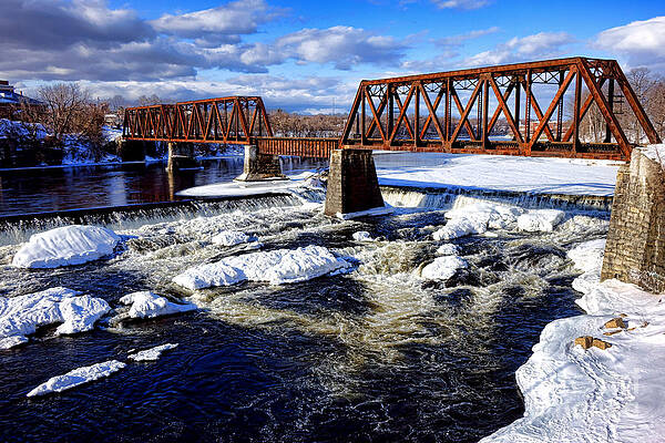 Rustic Winter Train Bridge Wall Art