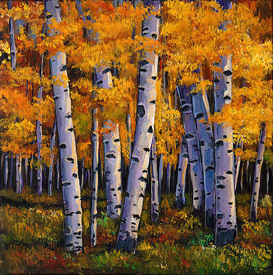 Redemption - fall birch aspen - Orange Wall Art Canvas Print – Talya Johnson