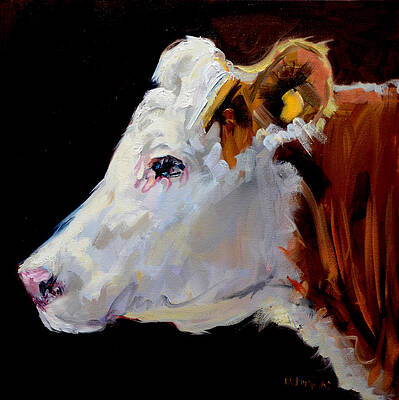 Wall Art - Painting - White On Brown Cow by Diane Whitehead