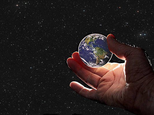 Hand Held Galaxy Watercolor Print Whole World In Our Hands Art Collectibles Painting Scottironworks Com