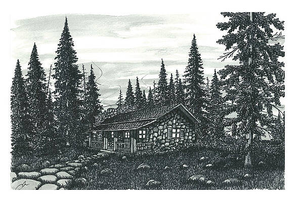 Wall Art - Drawing - Wilderness Home by Jonathan Baldock