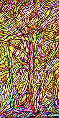 Wall Art - Digital Art - Window Of Trees - vertical flora abstract by Joel Bruce Wallach