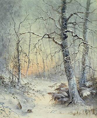 Watercolor Landscape, Archival Print, Winter Painting, Winter Landscape,  Scenic Painting, Woodland Snow Scene, Watercolor Art, Snowfall 