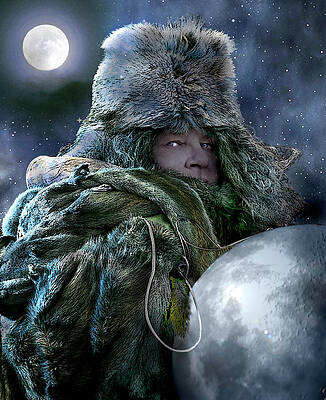 Wall Art - Digital Art - Winter Moon Pulls the Strings Poem and Art by Nancy Griswold