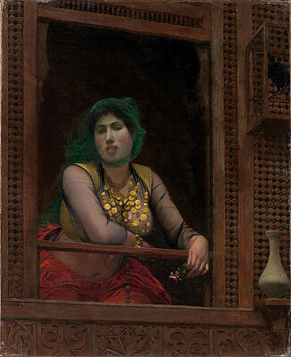 Woman at a Balcony Print by Jean-Leon Gerome