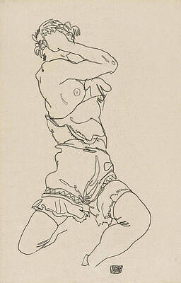 Woman Sitting on her Heel Print by Egon Schiele