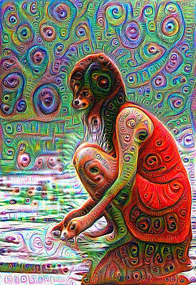 Chrome Psychedelic Symmetry Totem Framed Canvas by Discordant Dreams  Art_Natfigcreates