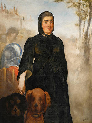 Woman with Dogs Print by Edouard Manet
