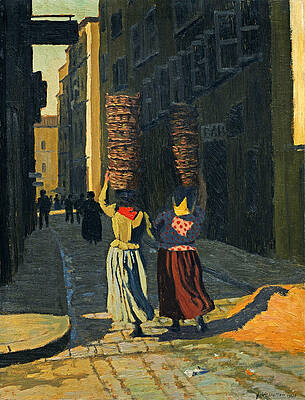 Women carrying baskets in Marseille Print by Felix Vallotton