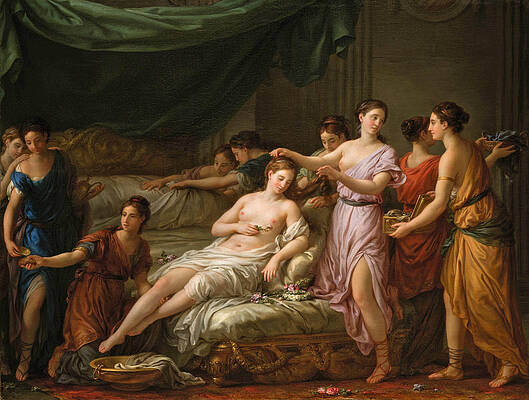 Women in Classical Dress attending a Young Bride Print by Joseph-Marie Vien