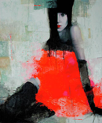 Wall Art - Painting - Woman in red by Viktor Sheleg