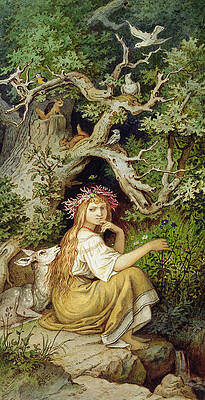 Wall Art - Painting - Wood Nymph  by Ludwig Adrian Richter