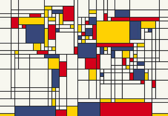 Wall Art - Digital Art - World Map Abstract Mondrian Style by Michael Tompsett