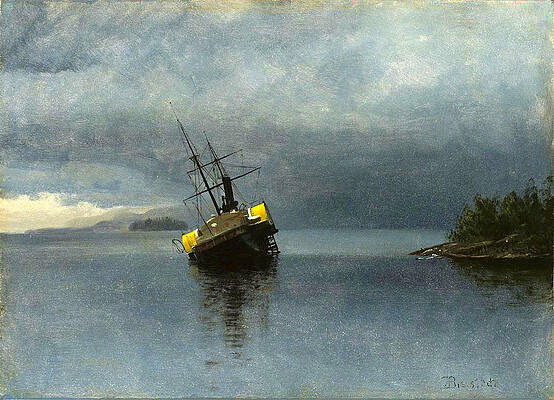 Wreck of the Ancon in Loring Bay. Alaska Print by Albert Bierstadt