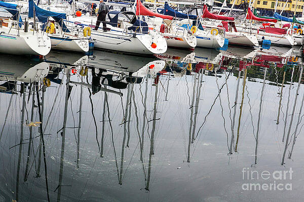 Wall Art - Photograph - Yacht reflections in Kristiansund, Norway by Sheila Smart Fine Art Photography