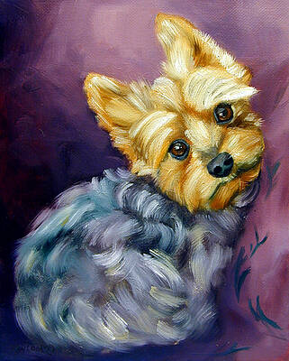 Original Yorkie dog art painting Details about   Yorkshire terrier portrait,pet lover best gift 