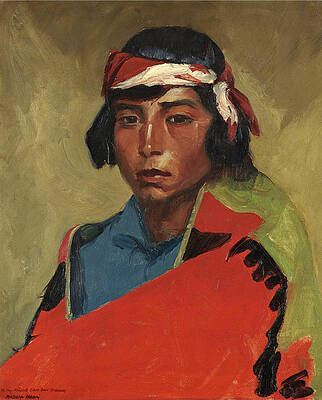 Young Buck of the Tesuque Pueblo Print by Robert Henri
